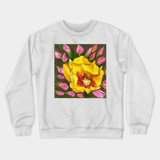 Yellow cactus flower from the state of Arizona Crewneck Sweatshirt by WelshDesigns